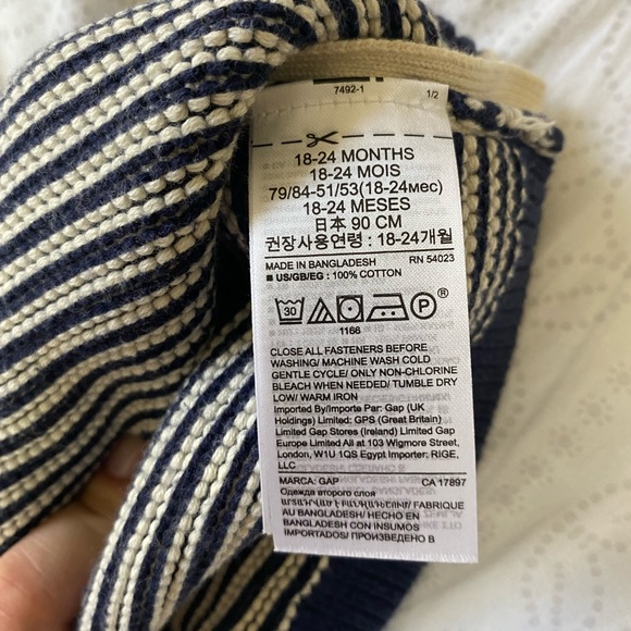 Baby GAP navy/creme stripe pullover EUC - Picture 5 of 8